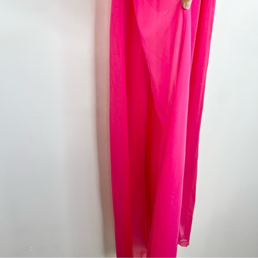 Vintage 70s AP Alepin Montreal hot pink sheer nylon long caftan maxi robe S - Picture 10 of 17